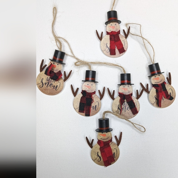 Wooden snowman ornaments lot of 6 - Picture 1 of 3